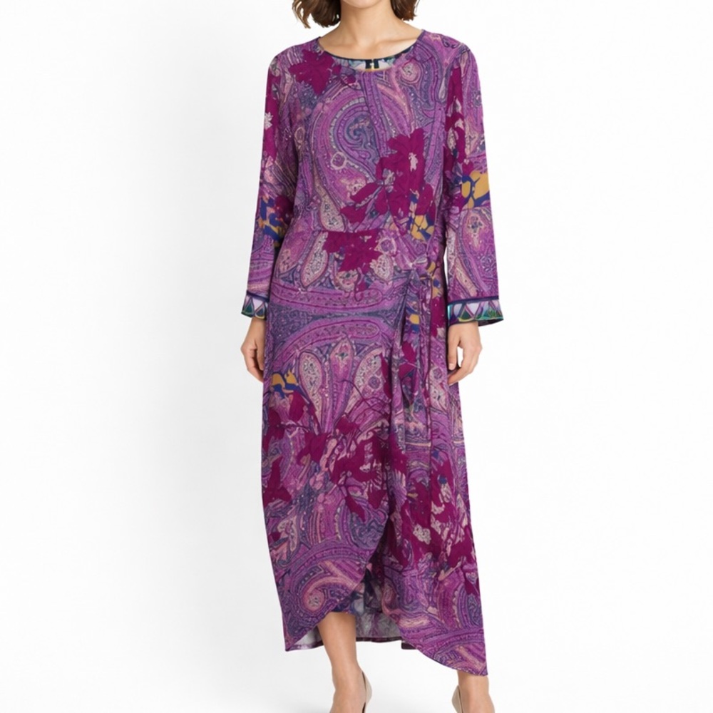 Kobi Halperin Women’s Faye Paisley Border Print Long-Sleeve dress Medium
